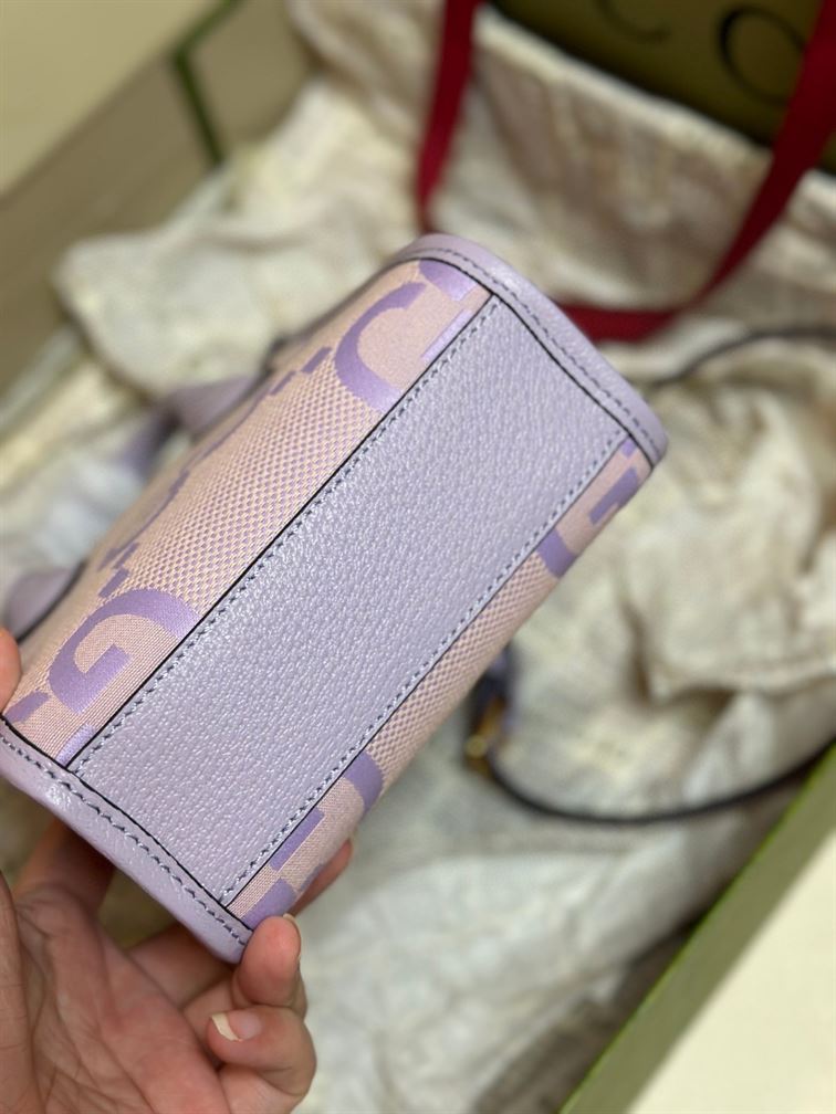 GUCCI JUMBO GG MINI NOTE BAG WITH BEIGE AND LILAC
