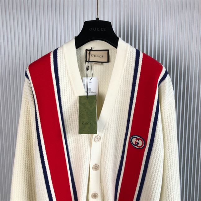 GUCCI KNIT COTTON CARDIGAN WITH PATCH - GCK043