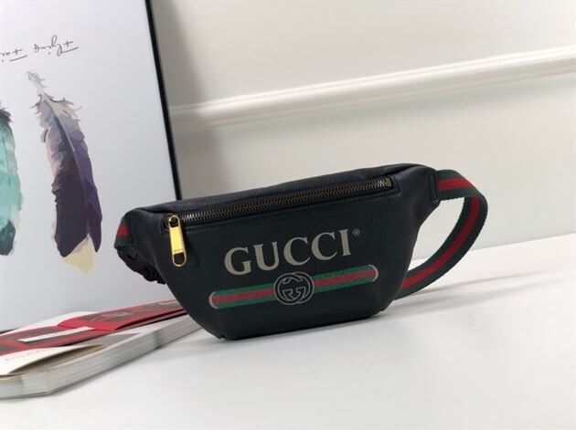 GUCCI LOGO-PRINT LEATHER BELT BAG - BG009