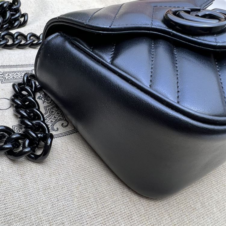 GUCCI MARMONT BELT BAG IN BLACK LEATHER