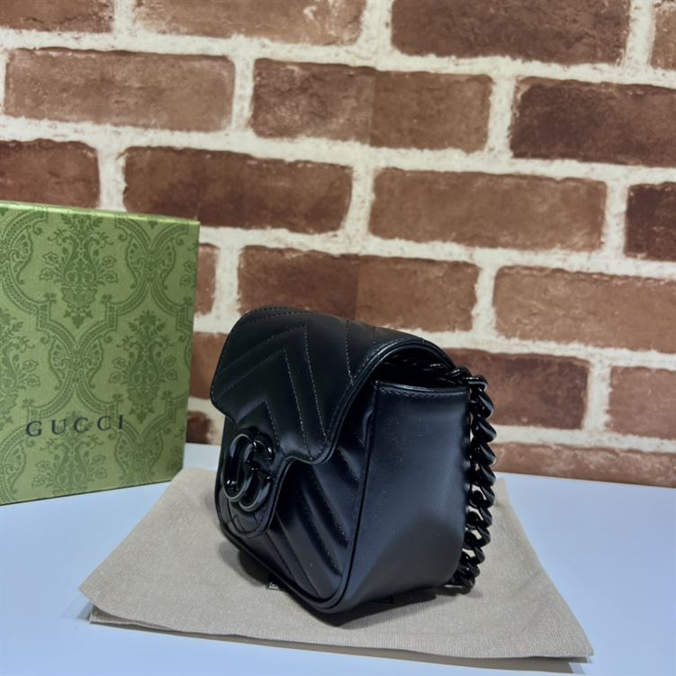 GUCCI MARMONT BELT BAG IN BLACK LEATHER