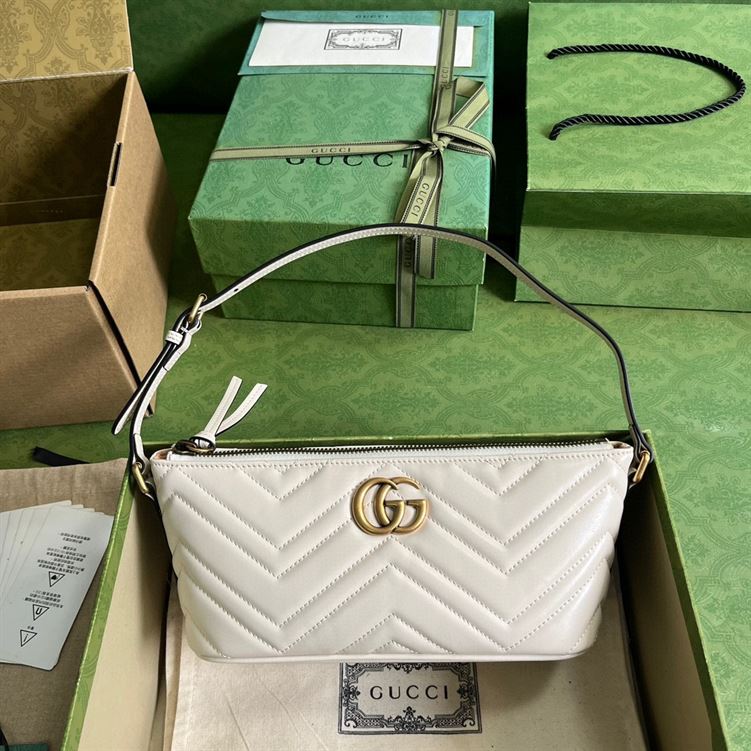 GUCCI MARMONT SHOULDER BAG IN WHITE LEATHER