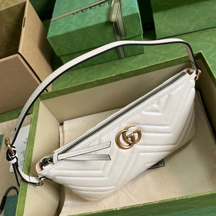 GUCCI MARMONT SHOULDER BAG IN WHITE LEATHER