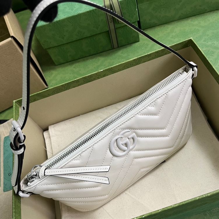 GUCCI MARMONT SHOULDER BAG IN WHITE LEATHER