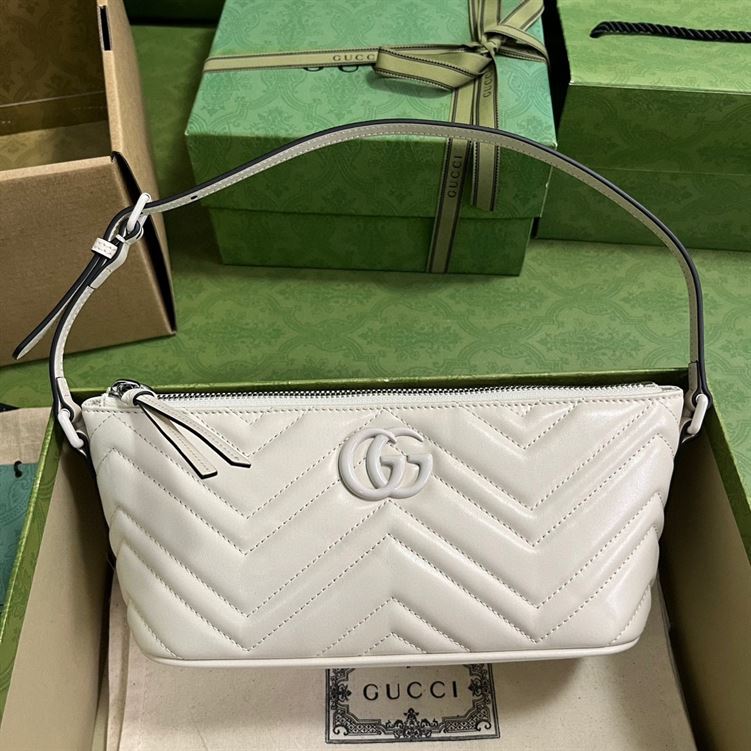 GUCCI MARMONT SHOULDER BAG IN WHITE LEATHER