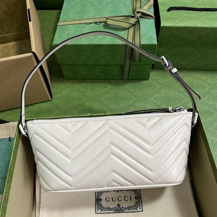 GUCCI MARMONT SHOULDER BAG IN WHITE LEATHER