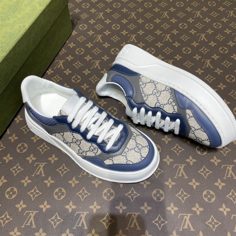 GUCCI MEN'S GG SNEAKERS BEIGE AND BLUE SUPREME - GCC003