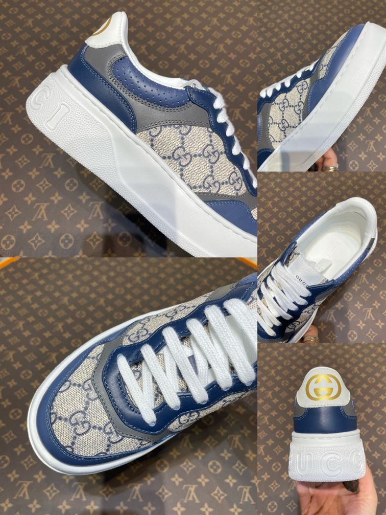 GUCCI MEN'S GG SNEAKERS BEIGE AND BLUE SUPREME - GCC003