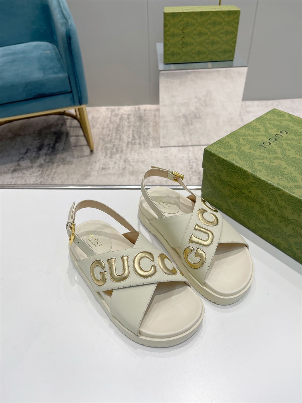 GUCCI MEN'S GUCCI SANDAL WHITE LEATHER - GSL010