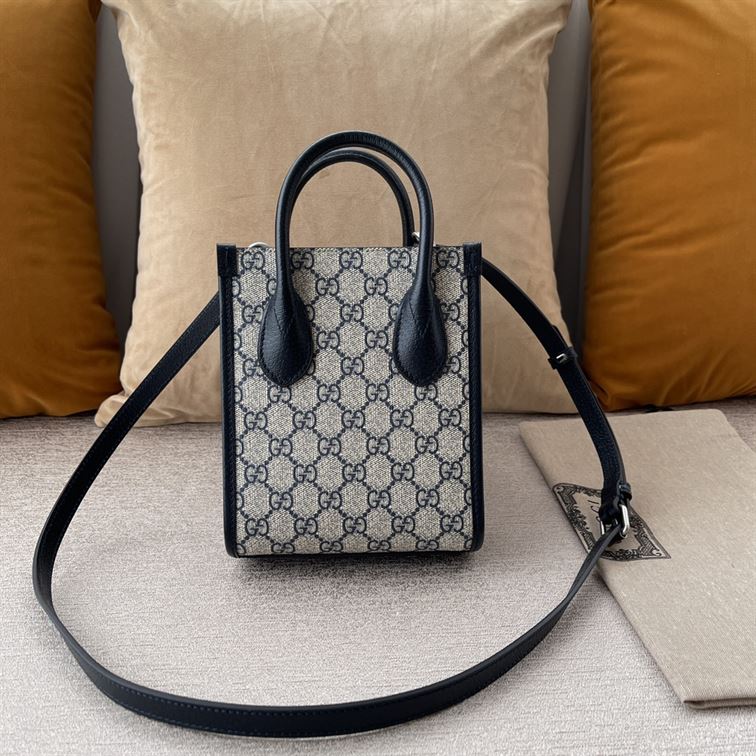 GUCCI MINI NOTE BAG WITH INTERLOCKING G BEIGE AND BLUE