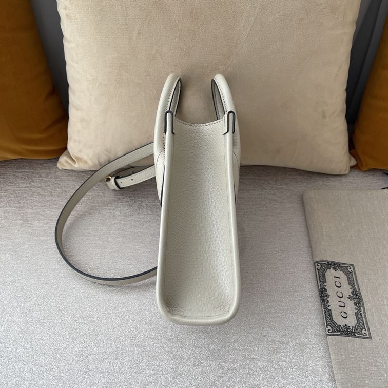 GUCCI MINI NOTE BAG WITH INTERLOCKING G BEIGE AND WHITE