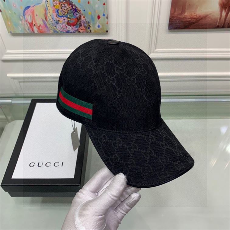 GUCCI ORIGINAL GG CANVAS BASEBALL HAT WITH WEB