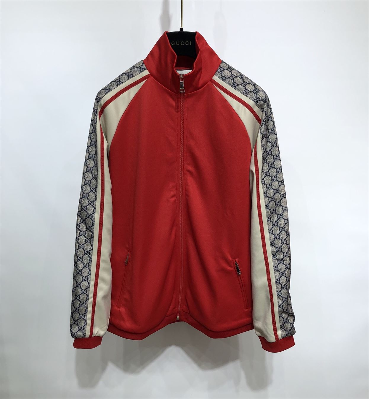 GUCCI OVERSIZE TECHNICAL JERSEY ZIP TRACK TOP RED - GCJ002