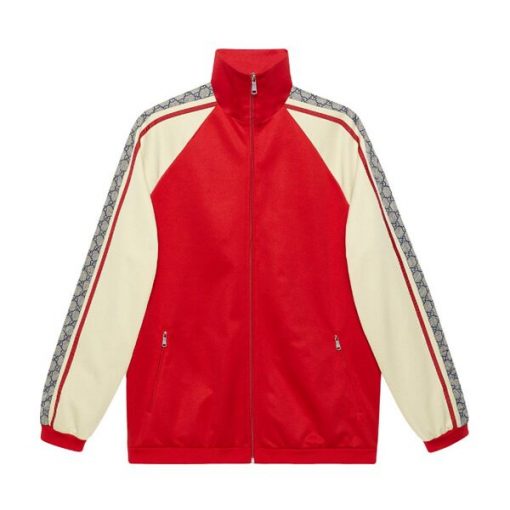 GUCCI OVERSIZE TECHNICAL JERSEY ZIP TRACK TOP RED - GCJ002