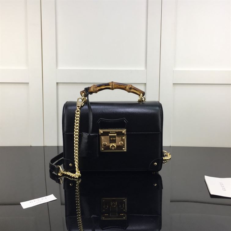 GUCCI PADLOCK GG SMALL BAMBOO SHOULDER BAG