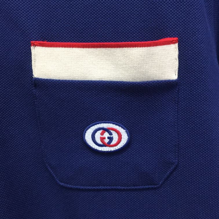 GUCCI POLO GG LOGO PATCH NAVY - GGS027