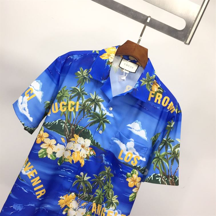 GUCCI PRINTED COTTON POPLIN BOWLING SHIRT - GGS022