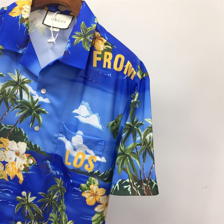 GUCCI PRINTED COTTON POPLIN BOWLING SHIRT - GGS022