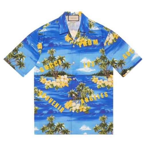 GUCCI PRINTED COTTON POPLIN BOWLING SHIRT - GGS022