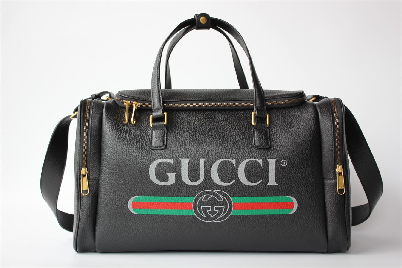 GUCCI RETRO LOGO PRINT LEATHER DUFFLE BAG - BG039