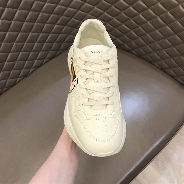 GUCCI RHYTON LOGO PRINT LOW TOP LEATHER TRAINERS - GCC009
