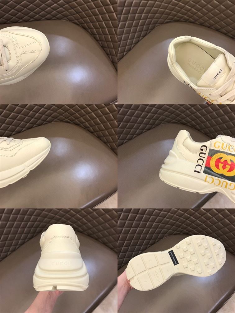 GUCCI RHYTON LOGO PRINT LOW TOP LEATHER TRAINERS - GCC009