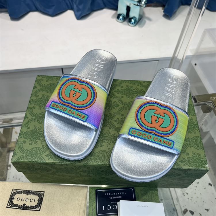 GUCCI SLIDE INTERLOCKING G LEATHER BLACK FOR MEN - GSL004