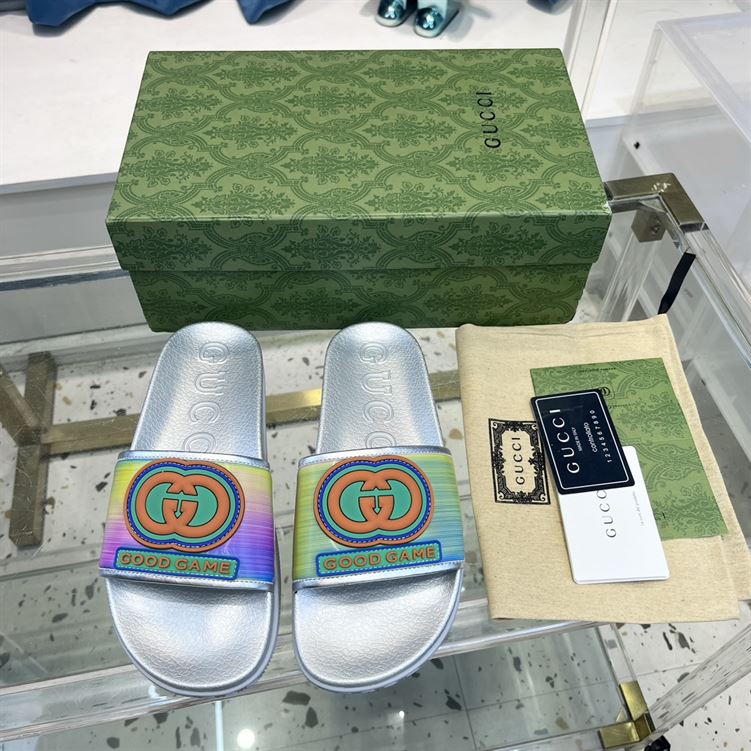 GUCCI SLIDE INTERLOCKING G LEATHER BLACK FOR MEN - GSL004