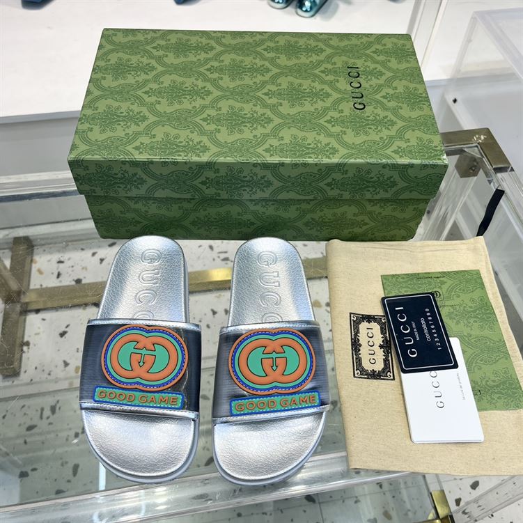 GUCCI SLIDE INTERLOCKING G LEATHER BLACK FOR MEN - GSL005