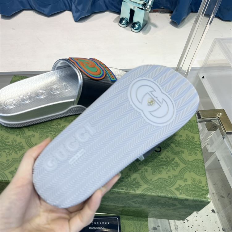 GUCCI SLIDE INTERLOCKING G LEATHER BLACK FOR MEN - GSL005