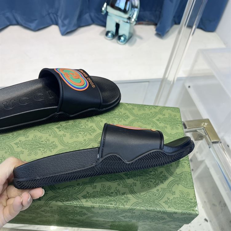 GUCCI SLIDE INTERLOCKING G LEATHER BLACK FOR MEN - GSL008