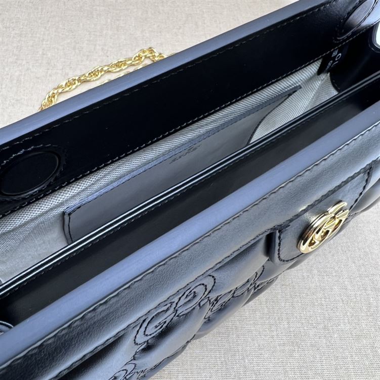GUCCI SMALL GG QUILTED LEATHER BAG IN BLACK