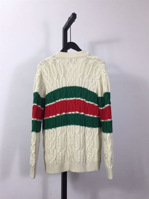 GUCCI WEB STRIPE CABLE-KNIT CARDIGAN - GCK041