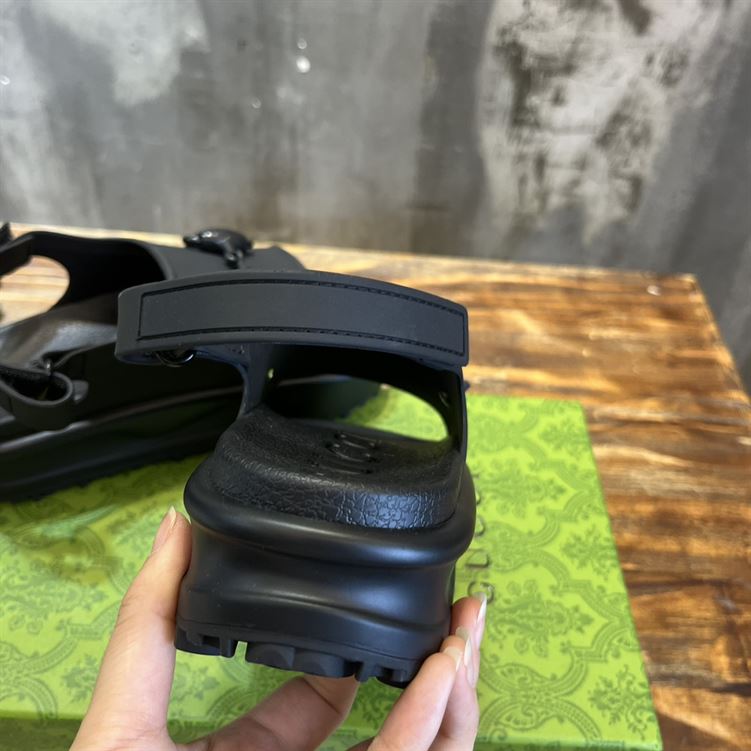 GUCCI WOMEN'S HORSEBIT FLATFORM SANDAL BLACK RUBBER - GSL016