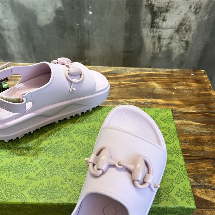 GUCCI WOMEN'S HORSEBIT FLATFORM SANDAL LIGHT PINK RUBBER - GSL018