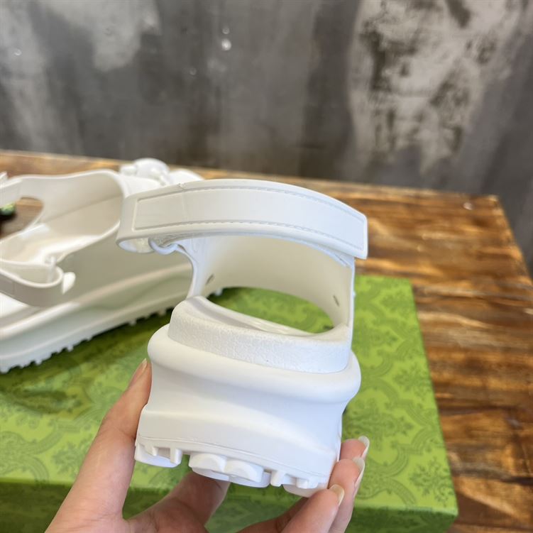 GUCCI WOMEN'S HORSEBIT FLATFORM SANDAL WHITE RUBBER - GSL017