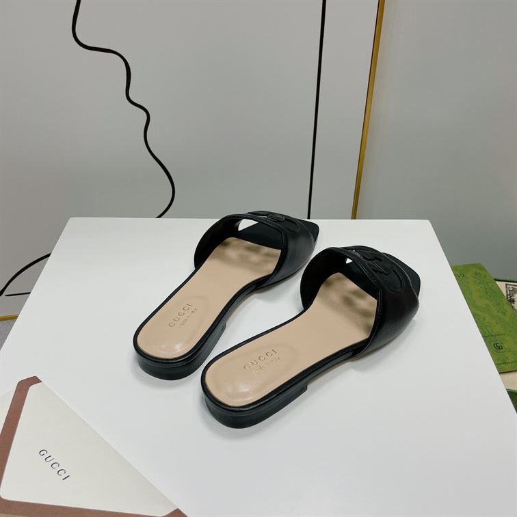 GUCCI WOMEN'S INTERLOCKING G CUT-OUT SLIDE SANDAL - GSL012