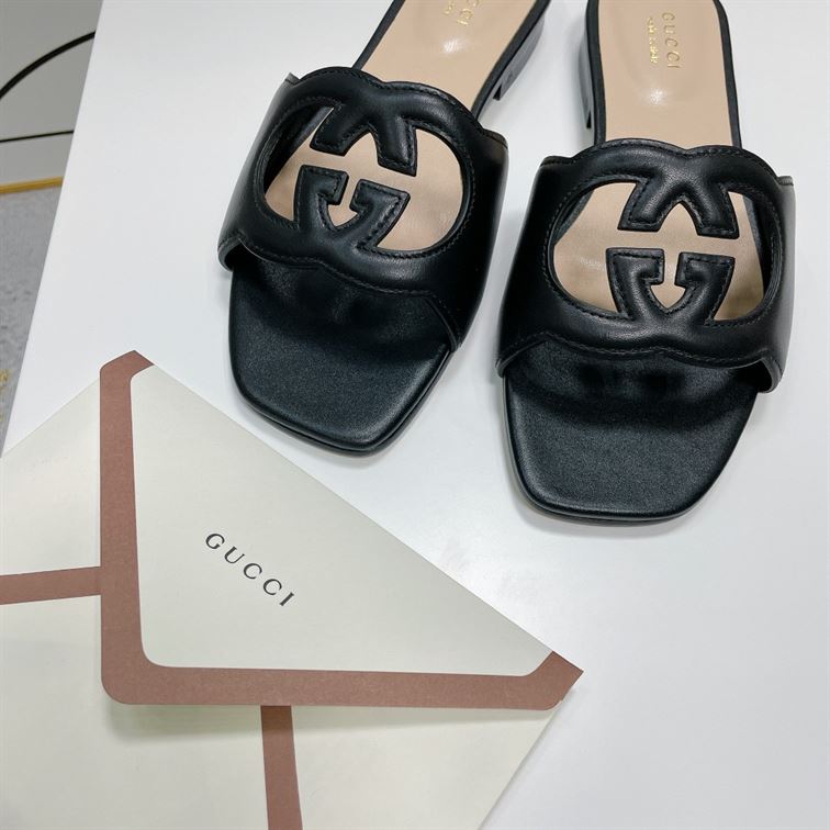 GUCCI WOMEN'S INTERLOCKING G CUT-OUT SLIDE SANDAL - GSL012