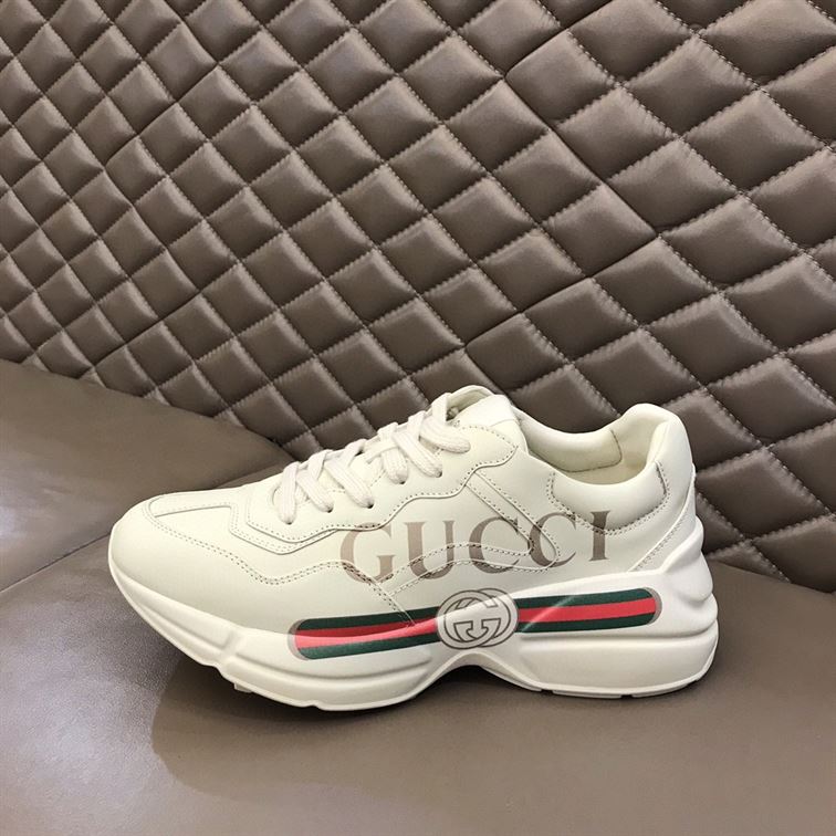 GUCCI WOMEN'S RHYTON GUCCI LOGO LEATHER SNEAKER - GCC008