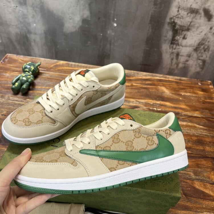 GUCCI X AIR JORDAN 1 LOW WHITE BROWN GREEN - GCC050