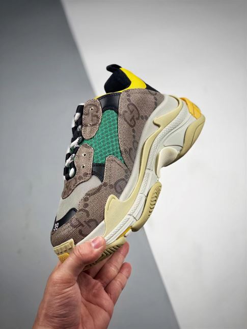 GUCCI X BALENCIAGA THE HACKER PROJECT TRIPLE S BEIGE GREEN YELLOW - GCC074