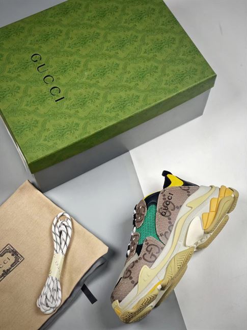 GUCCI X BALENCIAGA THE HACKER PROJECT TRIPLE S BEIGE GREEN YELLOW - GCC074