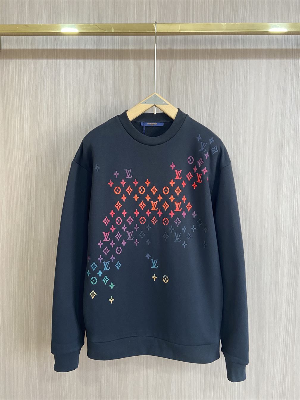 LOUIS VUITTON EMBROIDERED COTTON SWEATSHIRT BLACK - LH066