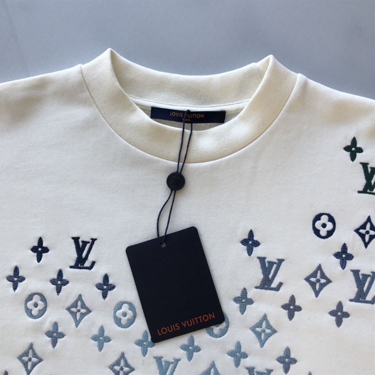 LOUIS VUITTON EMBROIDERED COTTON SWEATSHIRT MILK WHITE - LH065