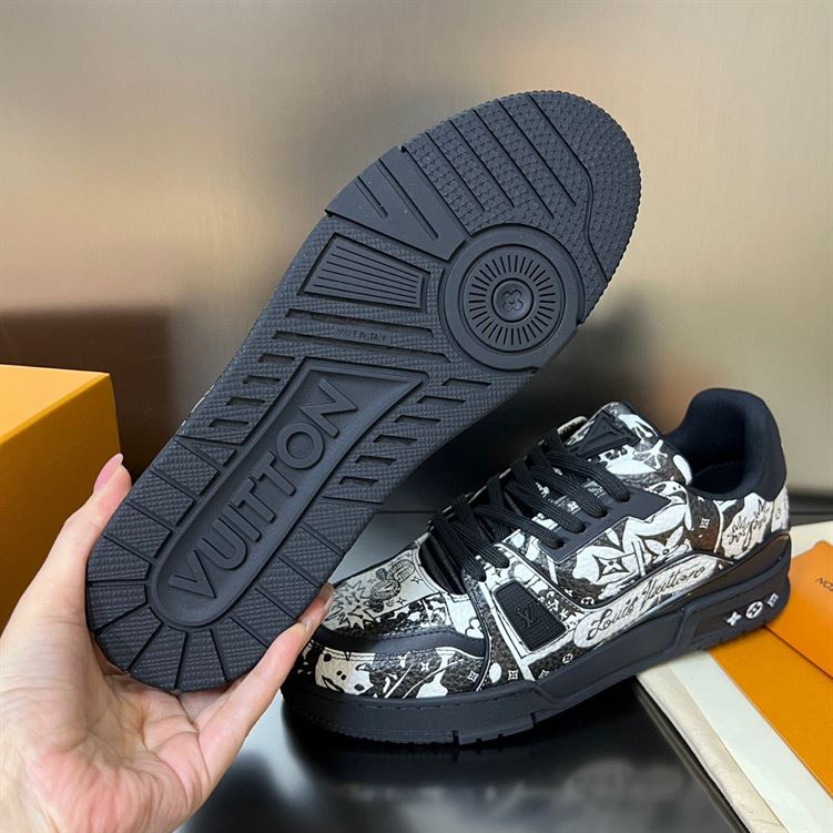 LOUIS VUITTON LV TRAINER COMIC MOTIFS BLACK WHITE - LVS146