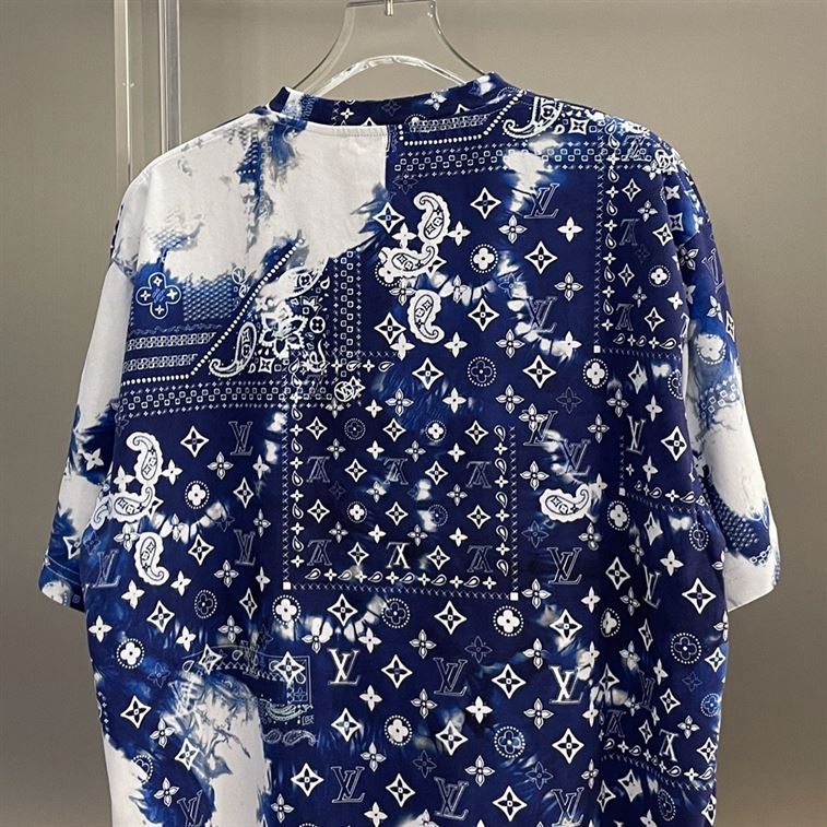 LOUIS VUITTON MONOGRAM BANDANA PRINTED T-SHIRT BLUE WHITE - LVTS045