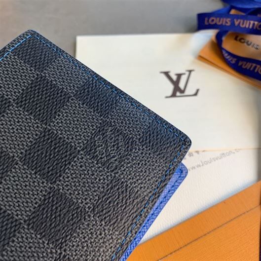 LOUIS VUITTON MULTIPLE WALLET DAMIER GRAPHITE BLACK/GREY/NEON BLUE