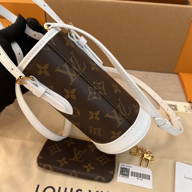 LOUIS VUITTON NANO BUCKET BROWN WHITE
