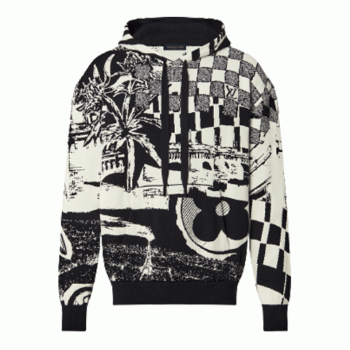 LOUIS VUITTON PARISIAN COLLAGE JACQUARD HOODIE - LH060