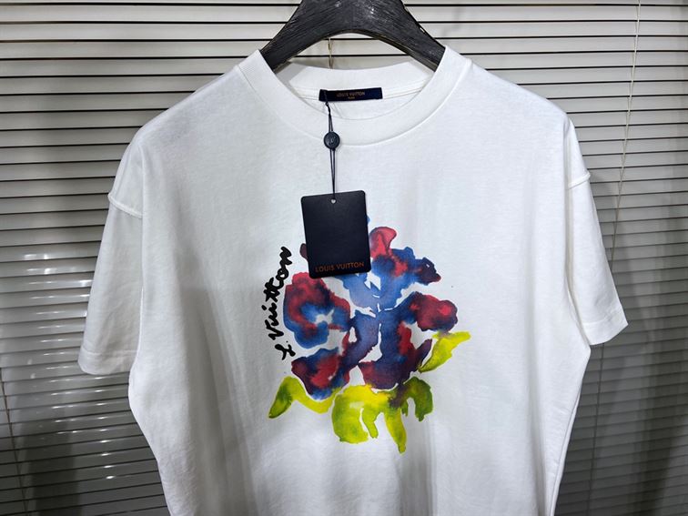 LOUIS VUITTON PRINTED FLOWER DROP SHOULDERS TEE - LVTS008